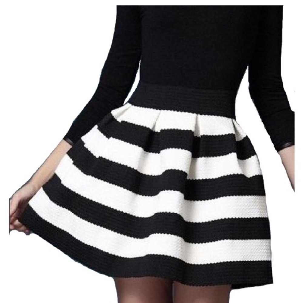 Black & White Striped Stiff Skirt